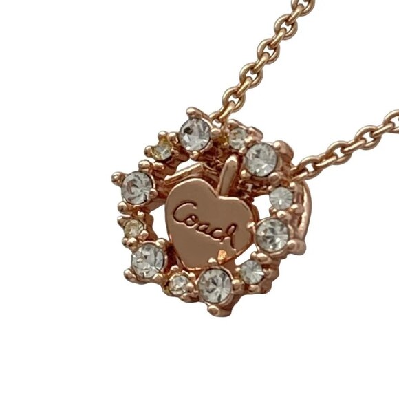 Auth COACH - Rose Gold Clear Hardware Rhinestones Necklace - Picture 1 of 4